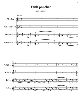 Partitura La Pantera Rosa - Sax Quartet