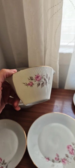 Vajilla Santa Clara porcelana flores rosas