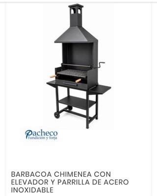 Barbacoa de Acero Inoxidable Negra con elevador.