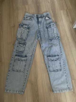 Pantalones Baggy Azul Claro con Bolsillos