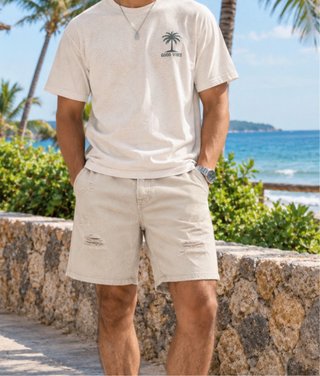 Pantalones cortos Lefties beige rotos