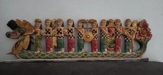 Panel Madera Tallada Dragón y Figuras