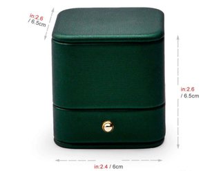 Caja de compromiso verde y dorada