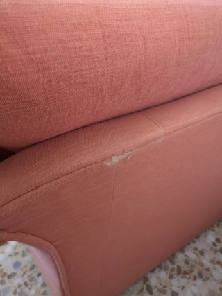 Sofas 3 y 2 plazas chenilla color rosa naranja