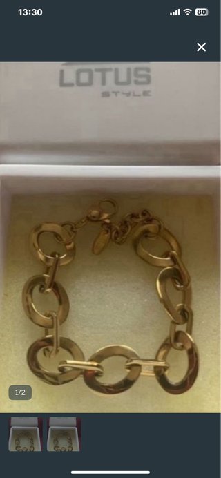 Pulsera Lotus dorada acero eslabones