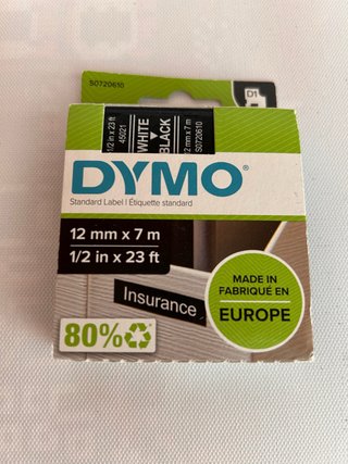 Cinta Dymo D1 Negra 12mm x 7m