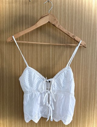 Top Zara encaje crudo viral mujer tirantes cute XS