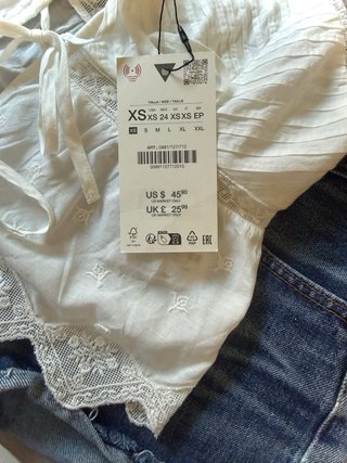 Top Zara encaje crudo viral mujer tirantes cute XS