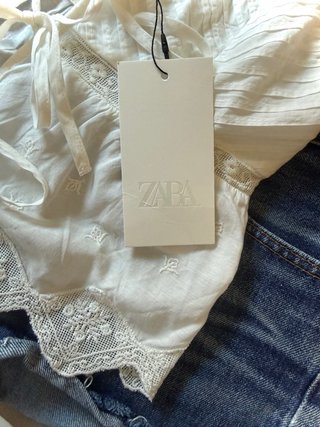 Top Zara encaje crudo viral mujer tirantes cute XS