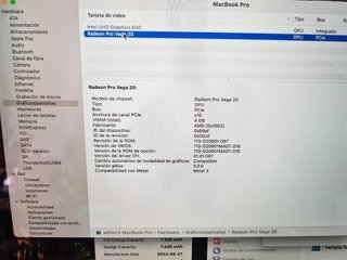 APPLE MacBook Pro 2019 i9 32 GB SSD2TB VEGA 20