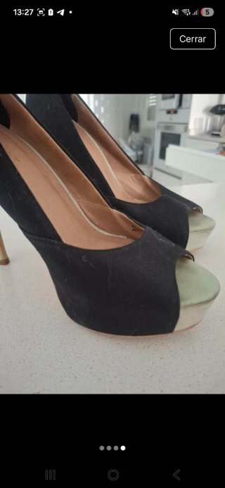 Zapatos de tacón BLANCO negros y verdes talla 40