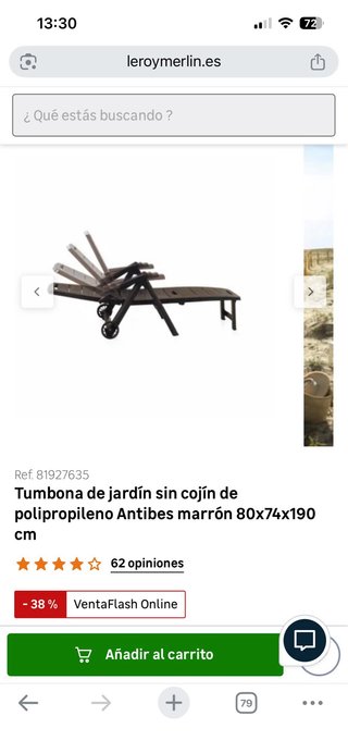 Tumbona Leroy Merlin Marrón con cojín
