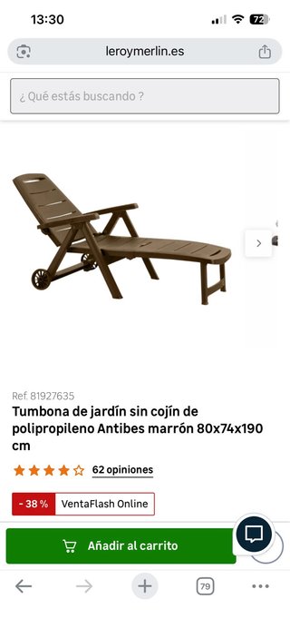 Tumbona Leroy Merlin Marrón con cojín