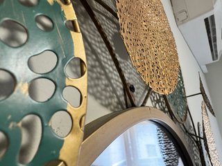 Espejo Decorativo Pared Oro y Verde