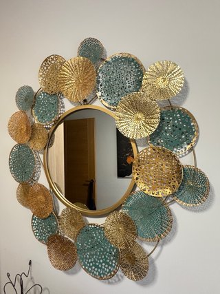 Espejo Decorativo Pared Oro y Verde