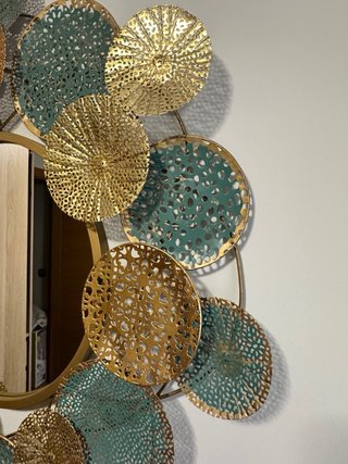 Espejo Decorativo Pared Oro y Verde
