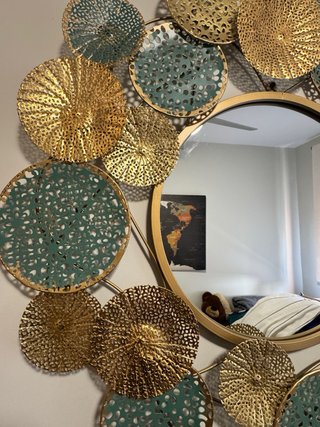 Espejo Decorativo Pared Oro y Verde