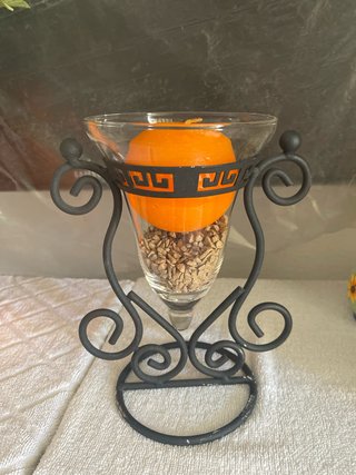 Adornos varios: jarrón, florero, portavelas