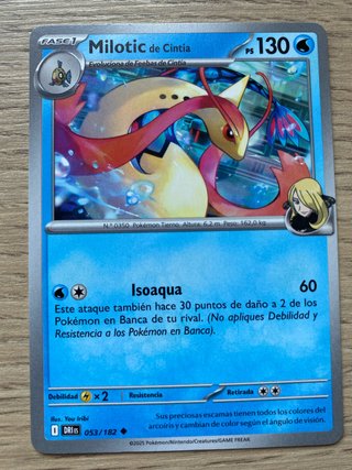 Milotic de Cintia 053/182 Pokémon Carta