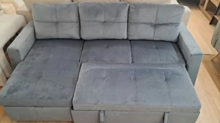 Sofá cama terciopelo gris