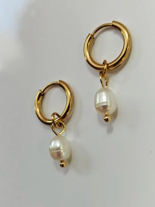 Pendientes baño oro 18K perlas naturales