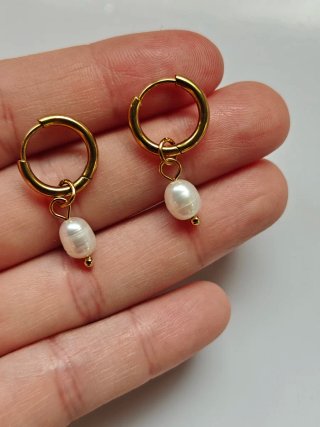 Pendientes baño oro 18K perlas naturales