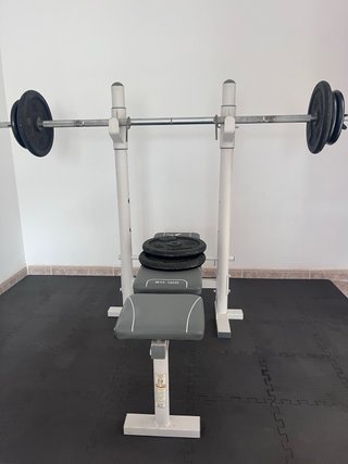 Banco de pesas BH Fitness BH100 Barra mas discos