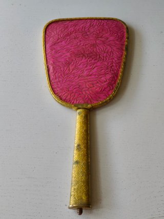 Specchio da mano vintage ottone decorato