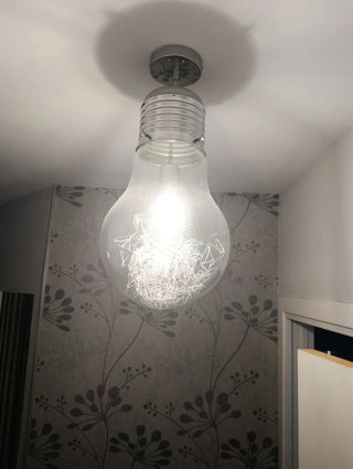 Lámpara Techo Bombilla Gigante Cristal Metal