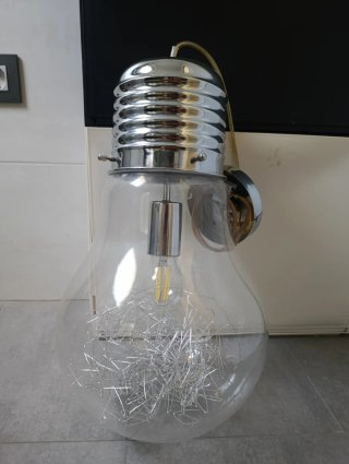 Lámpara Techo Bombilla Gigante Cristal Metal