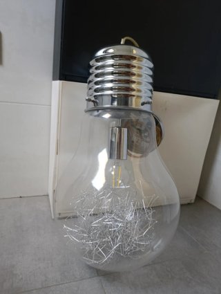 Lámpara Techo Bombilla Gigante Cristal Metal