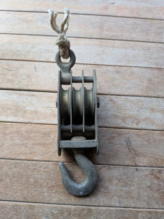 Paranco triplo vintage 3 pulegge ferro