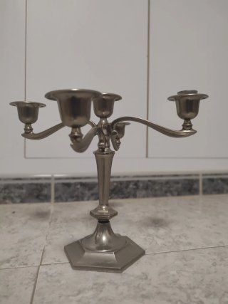Candelabro antiguo plateado articulado 4+1 clásico
