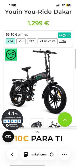 Bicicleta Eléctrica Youin Ride - Dakar plegable