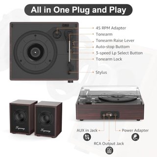 Tocadiscos vintage Bluetooth 3 velocidades