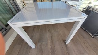 Mesa extensible aluminio y cristal 90x90 a 160x90