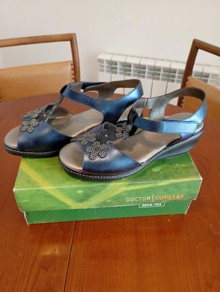 Sandalias Doctor Cutillas Talla 39 Azul/Plata