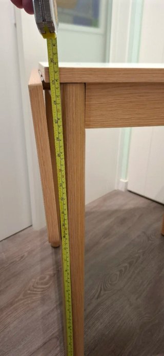 Mesa de cocina abatible madera y blanco