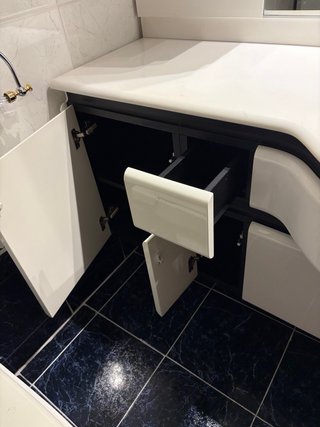 Conjunto Muebles Baño Blanco y Madera