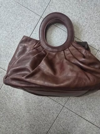 Borsa a mano in pelle marrone