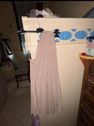 Vestito mono spalla donna oro/rosa