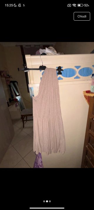 Vestito mono spalla donna oro/rosa