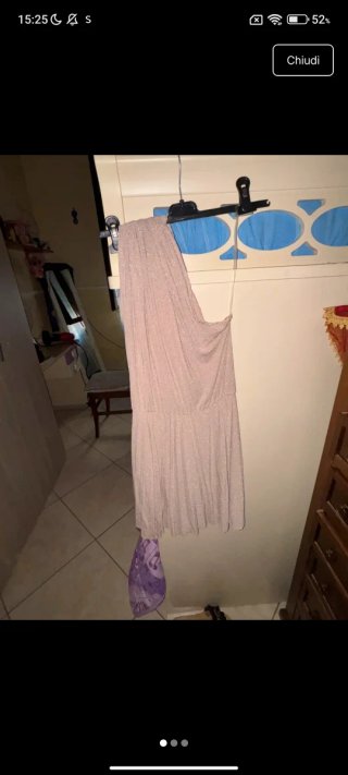 Vestito mono spalla donna oro/rosa