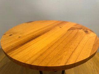 Taburete madera artesanal patas metal