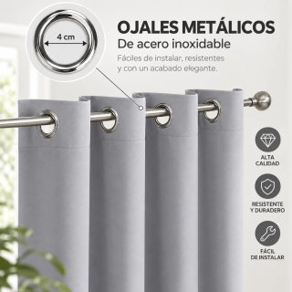 Pack 2 Cortinas Térmicas Opacas 137x117cm Gris