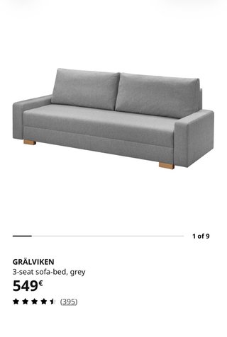 Sofá cama Ikea Gralviken gris