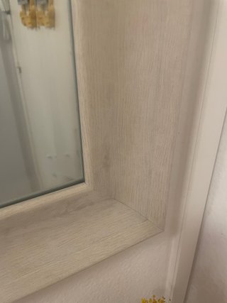 Espejo Marco Madera Beige y Blanco