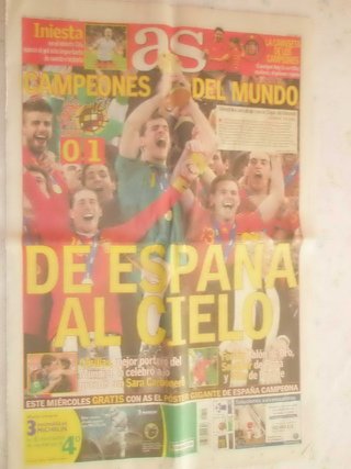 Periodico As mundial Sudafrica España campeon