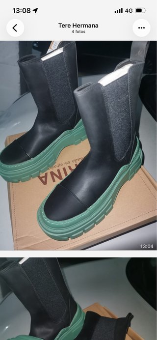 Botas Corina unisex negras y verdes