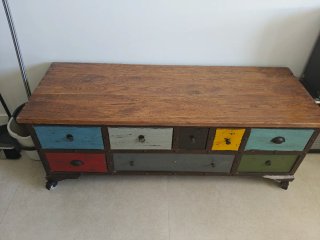 Mueble cajonera madera y metal